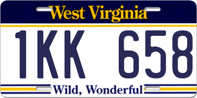 WV license plate 1KK658