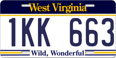 WV license plate 1KK663