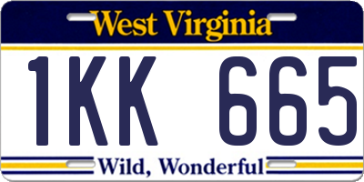 WV license plate 1KK665