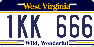 WV license plate 1KK666