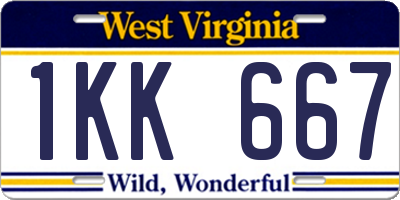 WV license plate 1KK667