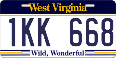 WV license plate 1KK668