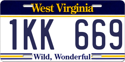 WV license plate 1KK669