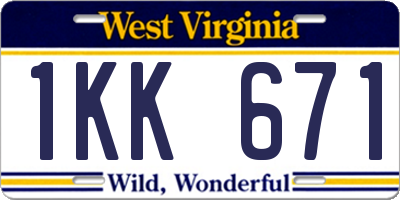 WV license plate 1KK671