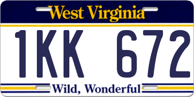 WV license plate 1KK672