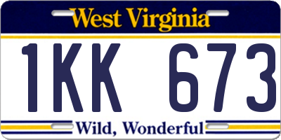 WV license plate 1KK673