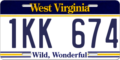 WV license plate 1KK674