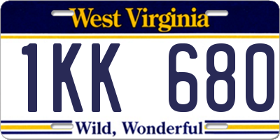 WV license plate 1KK680