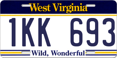 WV license plate 1KK693