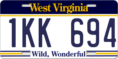 WV license plate 1KK694