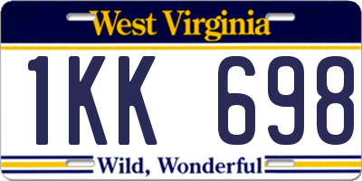 WV license plate 1KK698