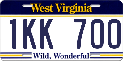 WV license plate 1KK700