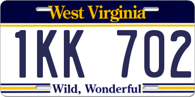 WV license plate 1KK702
