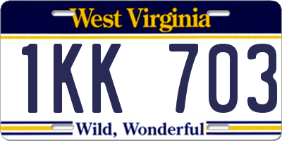 WV license plate 1KK703