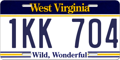 WV license plate 1KK704