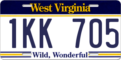 WV license plate 1KK705