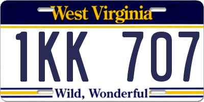 WV license plate 1KK707