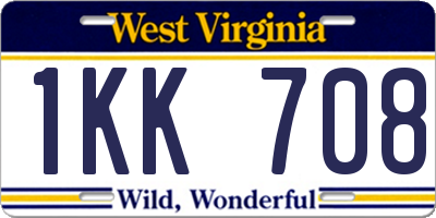 WV license plate 1KK708