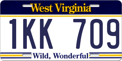 WV license plate 1KK709