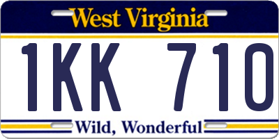 WV license plate 1KK710