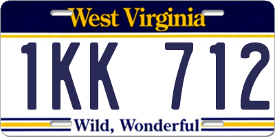 WV license plate 1KK712
