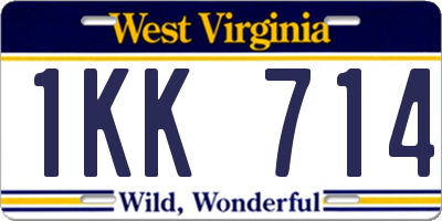 WV license plate 1KK714