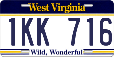 WV license plate 1KK716