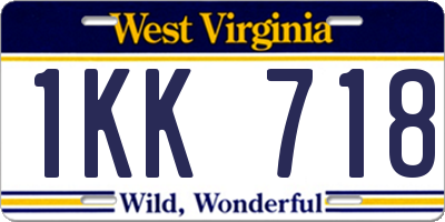 WV license plate 1KK718