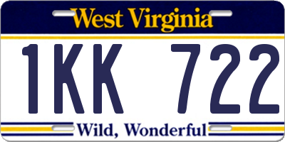 WV license plate 1KK722