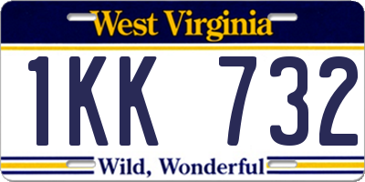 WV license plate 1KK732