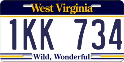WV license plate 1KK734