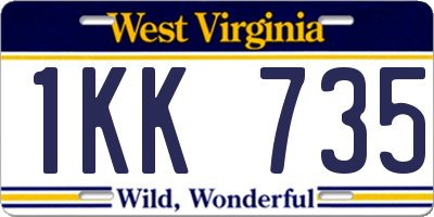 WV license plate 1KK735