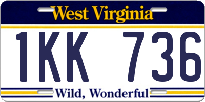WV license plate 1KK736
