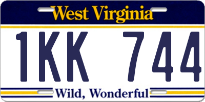 WV license plate 1KK744