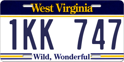 WV license plate 1KK747