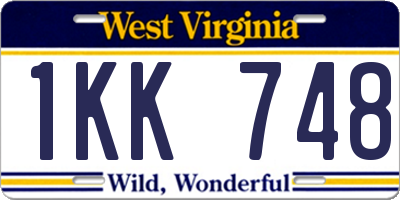 WV license plate 1KK748