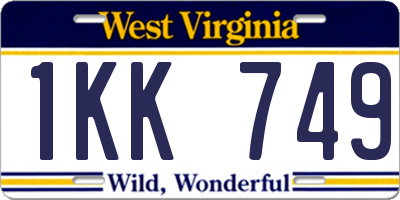 WV license plate 1KK749