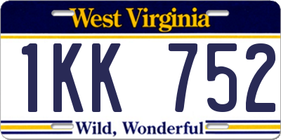 WV license plate 1KK752