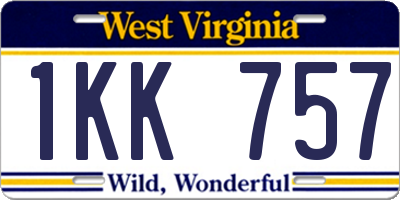 WV license plate 1KK757