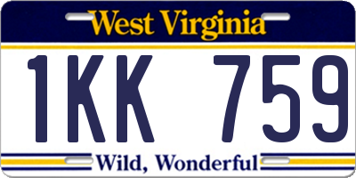 WV license plate 1KK759