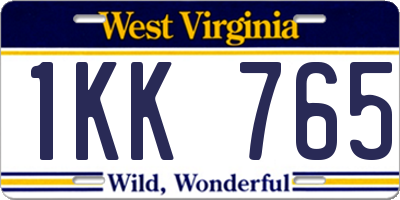WV license plate 1KK765