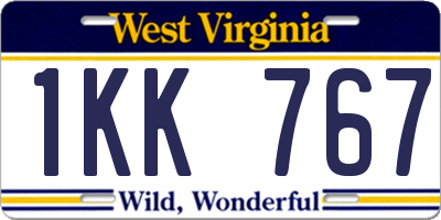 WV license plate 1KK767