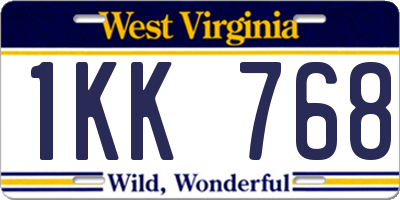 WV license plate 1KK768