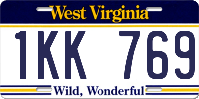 WV license plate 1KK769
