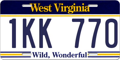 WV license plate 1KK770