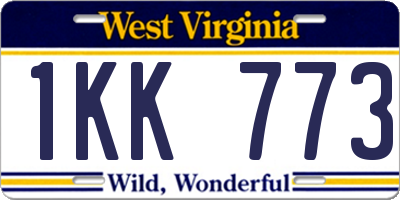 WV license plate 1KK773