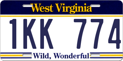 WV license plate 1KK774