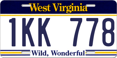 WV license plate 1KK778
