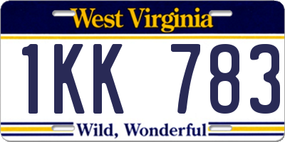 WV license plate 1KK783