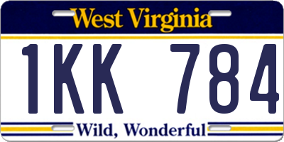 WV license plate 1KK784